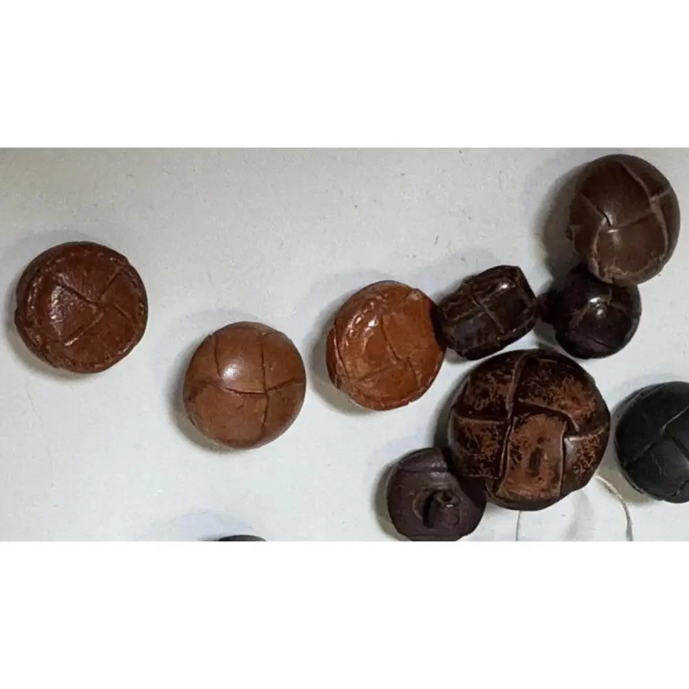 Lot of 35 Vintage Wrapped Woven Leather Shank Buttons